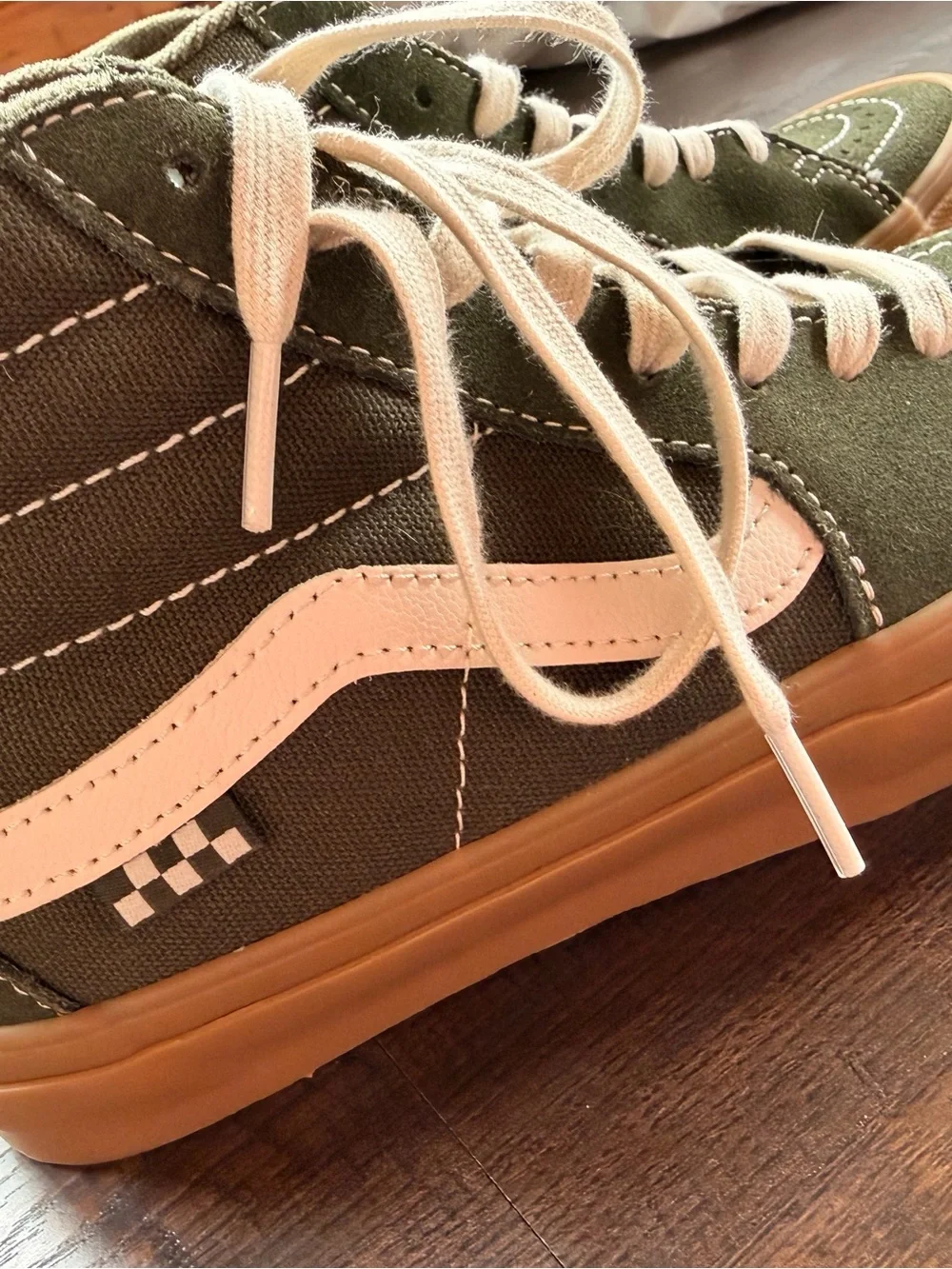 Vans Olive Green High-Top Sneakers with Gum Soles